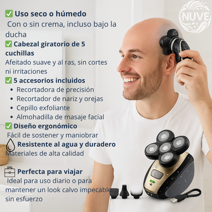 TrimEdge™ – Afeitadora 5 en 1 para Barba, Cabeza y Rostro